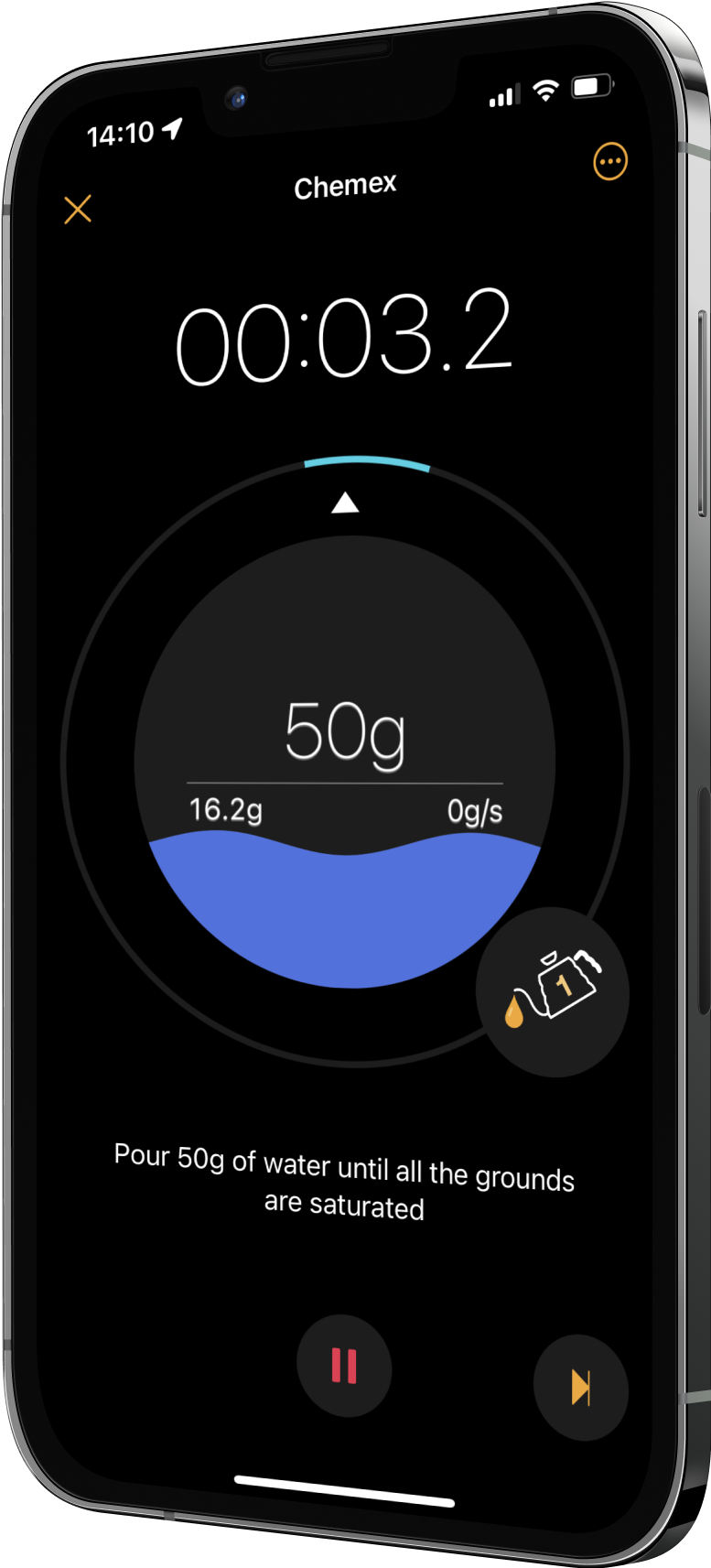 An image of the phone showing the Filtru timer screen